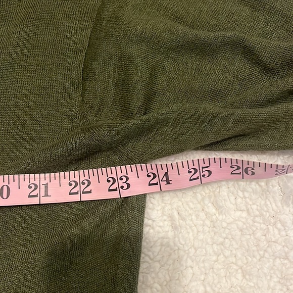 J. Crew Women Military Green Linen Scoop Neck Sweater with Lace Trim Size Large - Picture 9 of 12